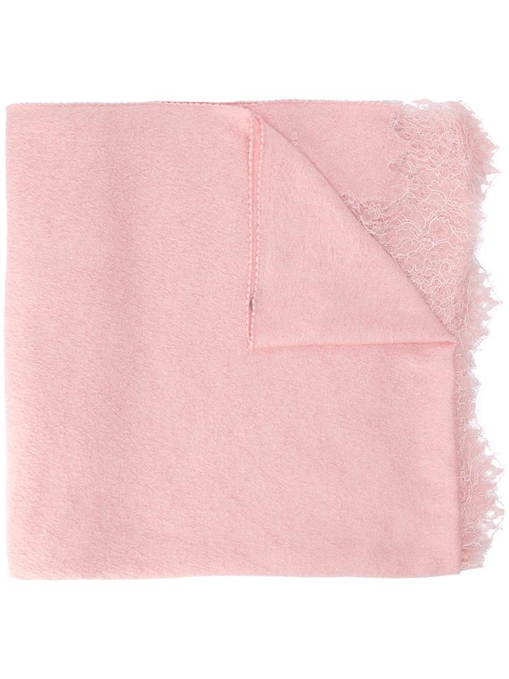 Ermanno Scervino - Lace Edges Scarf - Women - Cashmere/silk/polyamide - One Size, Pink/purple, Cashmere/silk/polyamide