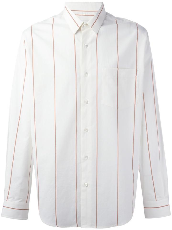 Ami Alexandre Mattiussi Thin Stripe Large Fit Shirt, Men's, Size: 38, Nude/neutrals, Cotton
