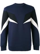 Neil Barrett - Tricolored Sweatshirt - Men - Cotton/spandex/elastane/lyocell/viscose - M, Blue, Cotton/spandex/elastane/lyocell/viscose