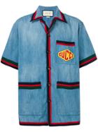 Gucci Gucci Patch Shirt With Web - Blue