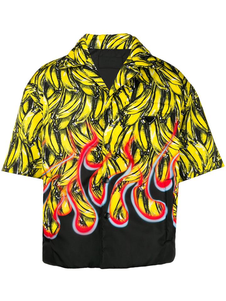 Prada Bananas Print Padded Shirt - Yellow & Orange