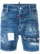 Dsquared2 Distressed Denim Shorts, Men's, Size: 48, Blue, Cotton/spandex/elastane/cotton