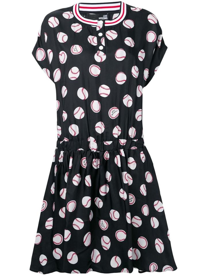 Love Moschino Baseball-print Dress - Black