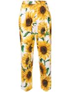 Dolce & Gabbana Sunflower Print Trousers - White