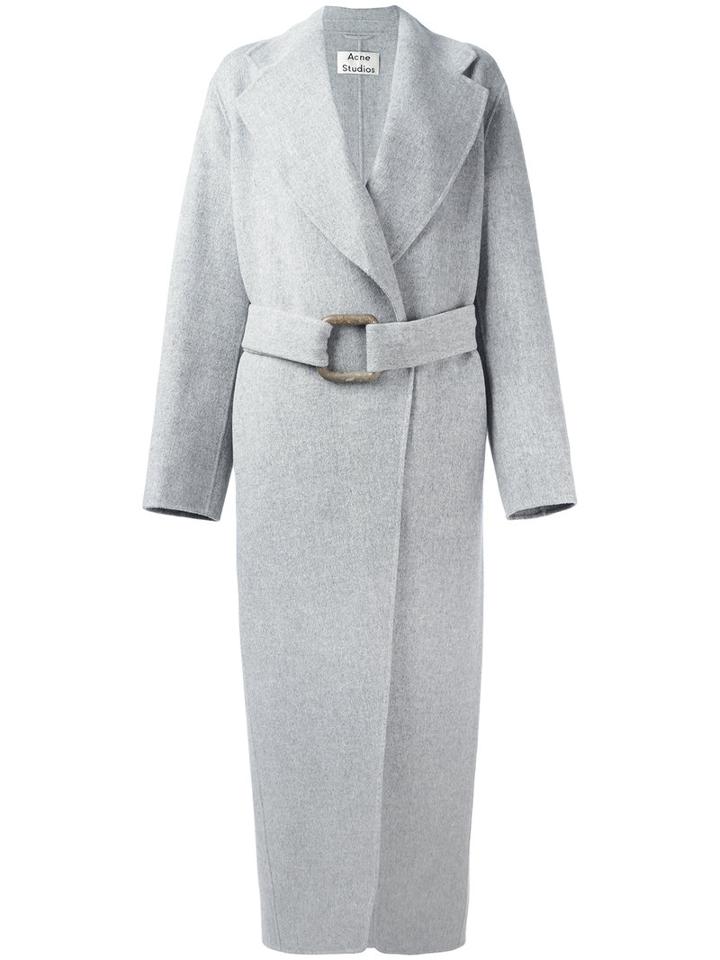 Acne Studios Long Belted Coat, Women's, Size: 36, Grey, Cashmere/wool