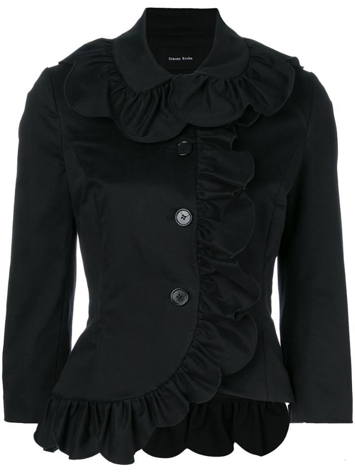 Simone Rocha Ruffled Fitted Jacket - Black