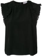 Red Valentino Frilled Shell Top - Black