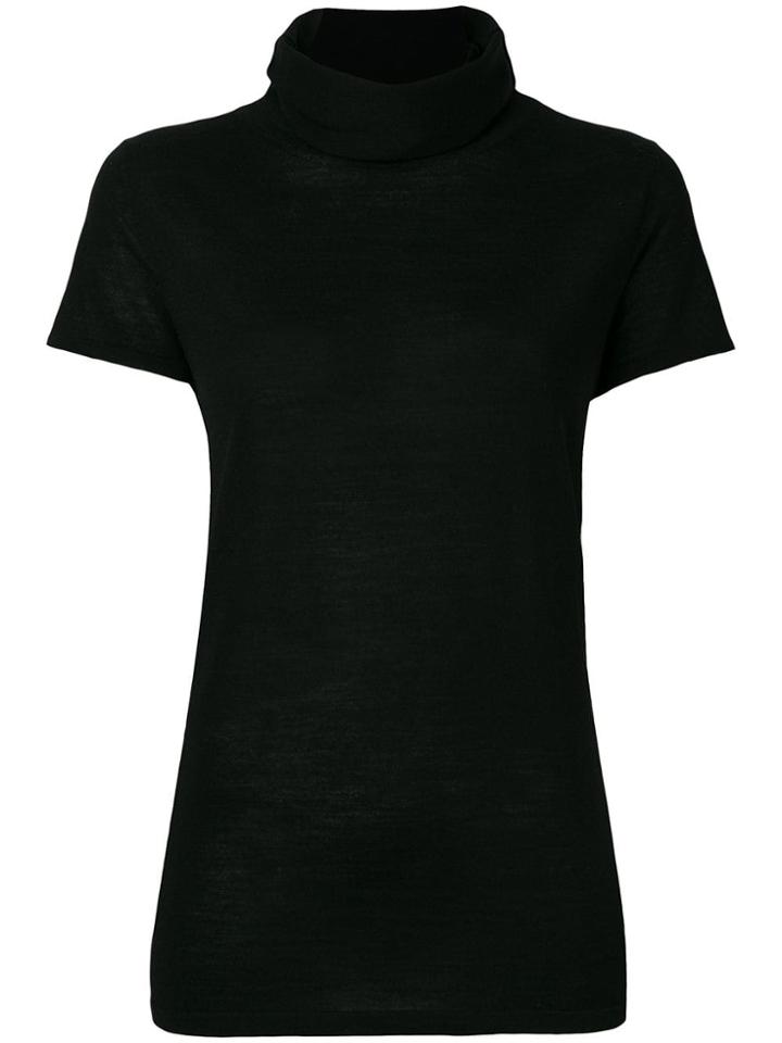 Hemisphere Turtleneck Fine Knit Top - Black