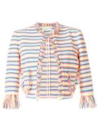 Ava Adore Striped Cropped Raw Edge Jacket - Multicolour