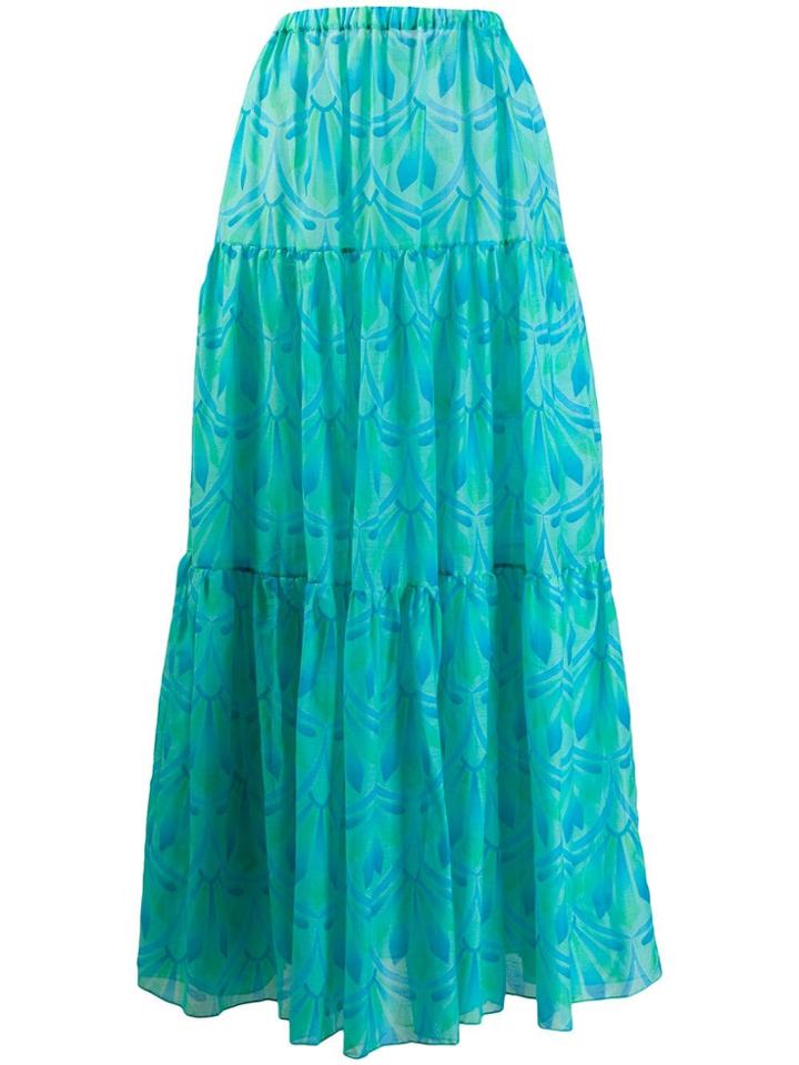 Giada Benincasa Printed Tiered Maxi Skirt - Green