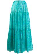 Giada Benincasa Printed Tiered Maxi Skirt - Green