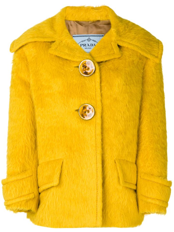 Prada Oversized Wide Collar Jacket - Yellow & Orange
