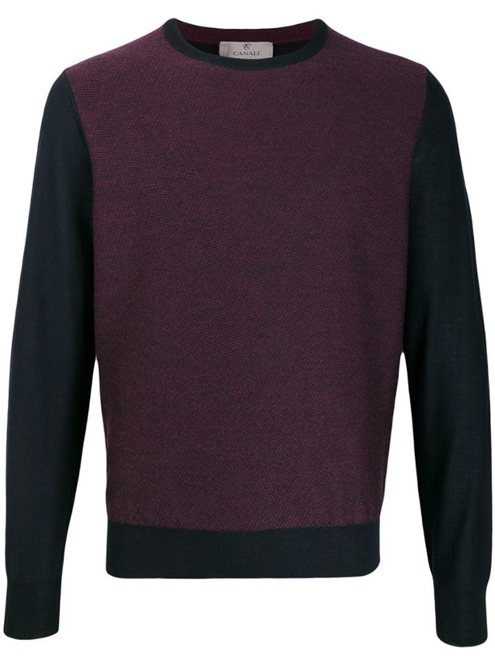 Canali Contrast Long-sleeve Sweater - Purple