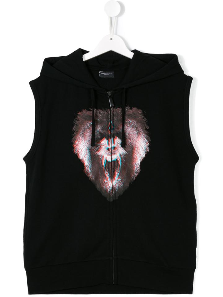 Marcelo Burlon County Of Milan Kids Gorilla Sleeveless Hoodie - Black