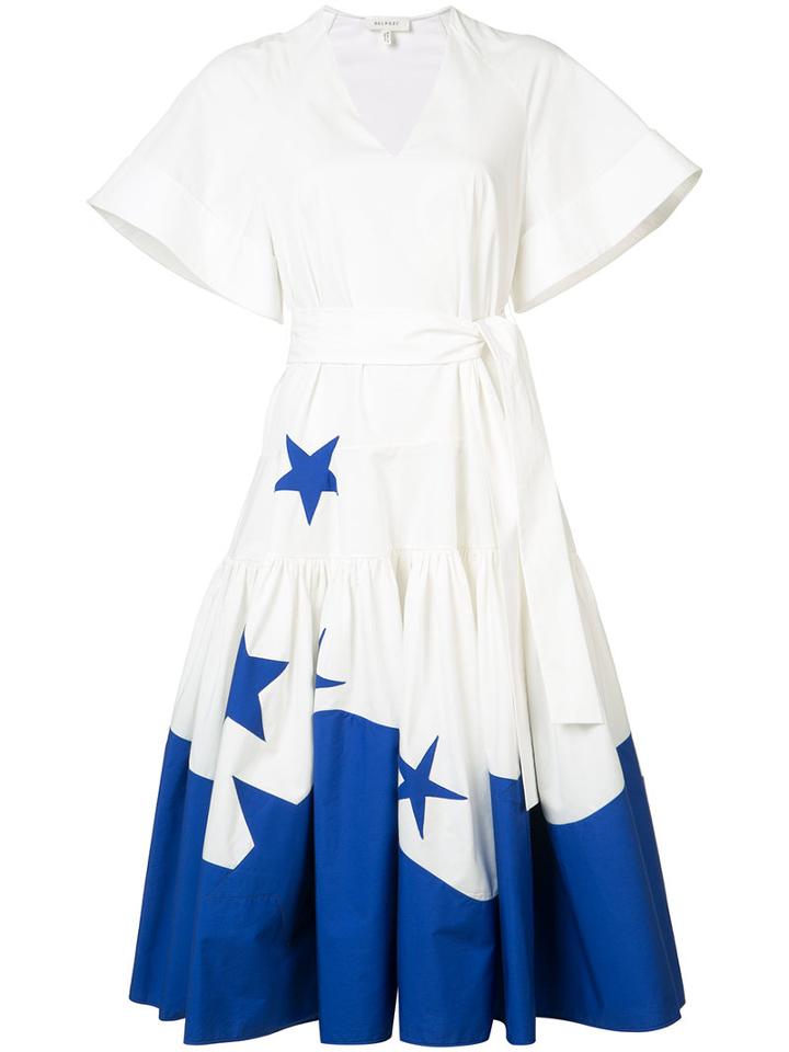 Delpozo - Wide Sleeve Printed Midi Dress - Women - Cotton - 36, White, Cotton