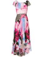Philosophy Di Lorenzo Serafini Printed Ruffled Trim Asymmetric Dress -