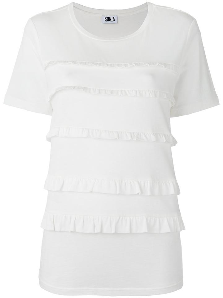 Sonia By Sonia Rykiel Ruffled T-shirt, Women's, Size: Large, White, Cotton/lyocell