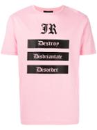 John Richmond Destroy Logo T-shirt - Pink & Purple