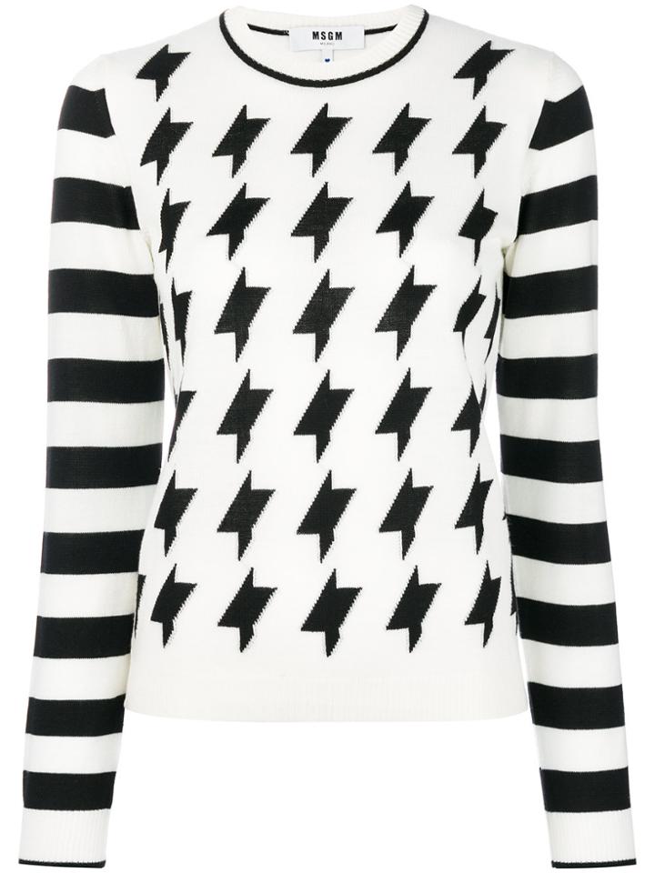 Msgm Patterned Jumper - White