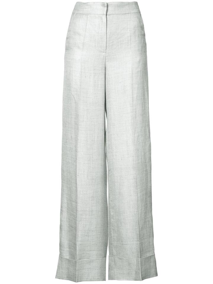 Les Copains - Wide Leg Trousers - Women - Linen/flax/acetate - 2, White, Linen/flax/acetate