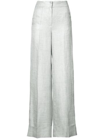 Les Copains - Wide Leg Trousers - Women - Linen/flax/acetate - 2, White, Linen/flax/acetate