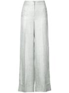 Les Copains - Wide Leg Trousers - Women - Linen/flax/acetate - 2, White, Linen/flax/acetate