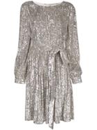 Sachin & Babi Tie Waist Glitter Dress - Silver