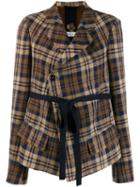 High By Claire Campbell Checked Cropped Jacket - Brown