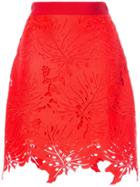 Msgm Leaf Cut-out Skirt - Red