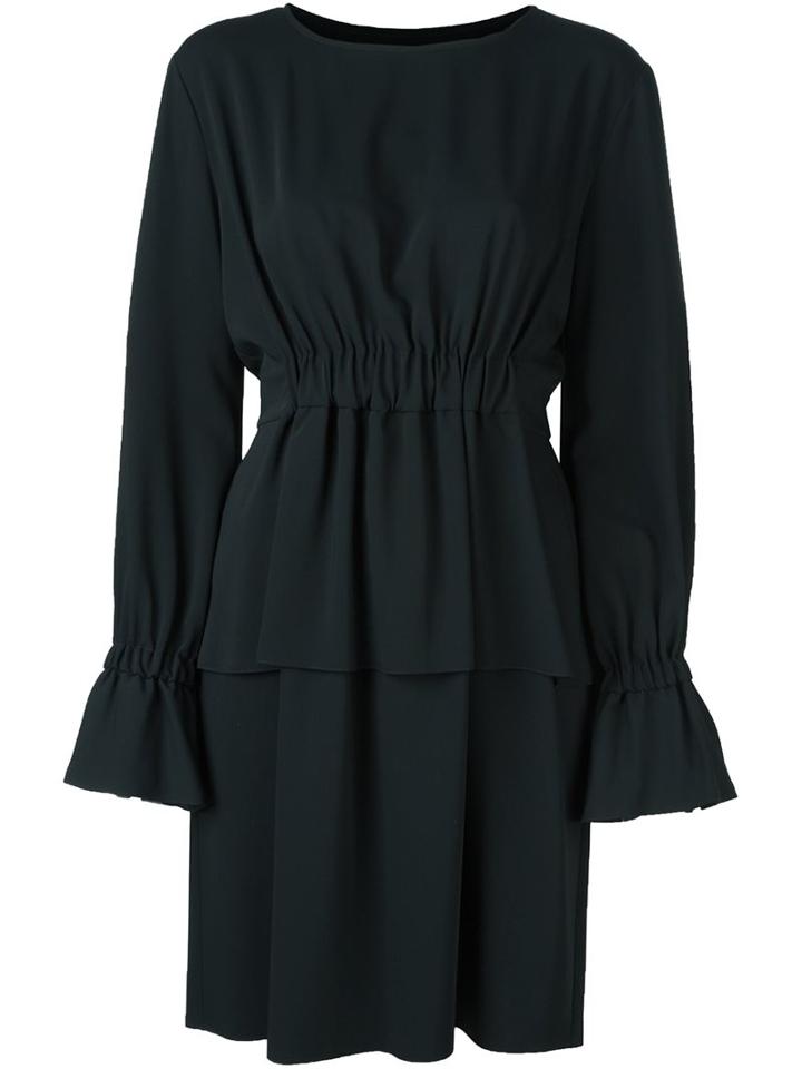 Mm6 Maison Margiela Gathered Waist Dress, Women's, Size: 40, Black, Polyester