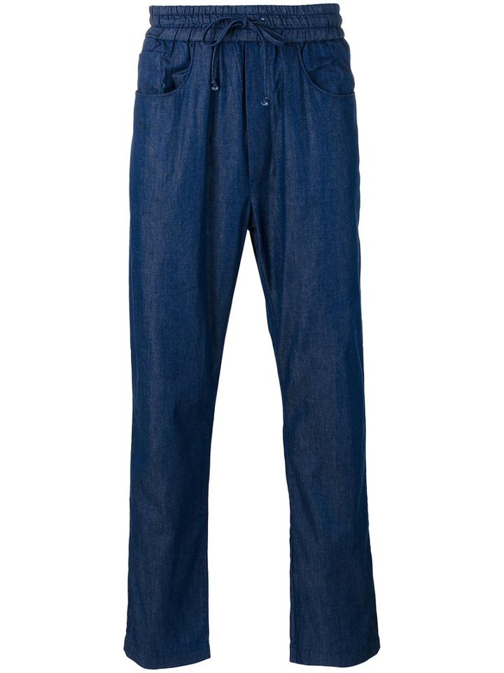 Sunnei Drawstring Jeans, Men's, Size: Medium, Blue, Cotton