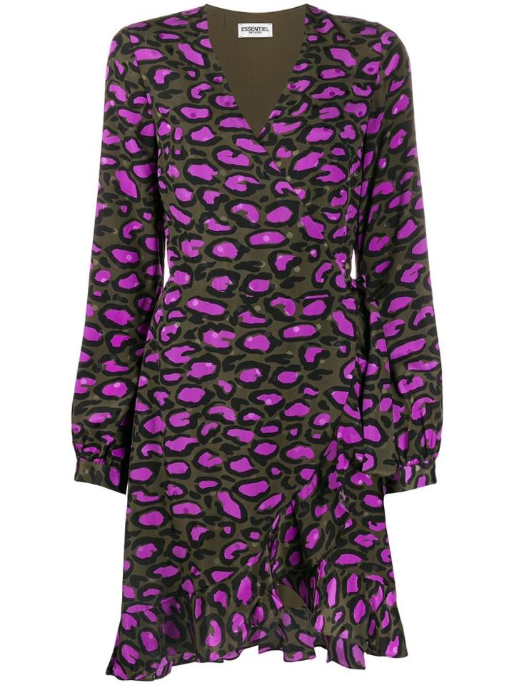 Essentiel Antwerp Animal Print Wrap Dress - Green