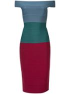 Hervé Léger Panelled Fitted Midi Dress - Multicolour