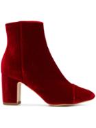 Polly Plume Velvet Ankle Boots - Red