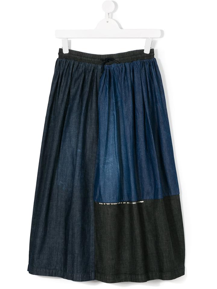 Diesel Kids Denim Patchwork Midi Skirt - Blue
