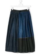 Diesel Kids Denim Patchwork Midi Skirt - Blue