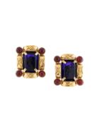 Chanel Pre-owned Diamond Quilted Stone Earrings - Gold