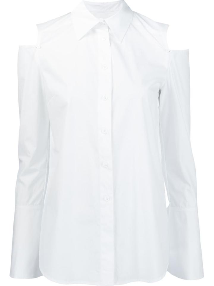 Derek Lam Cut-out Shoulders Shirt, Women's, Size: 40, White, Cotton/spandex/elastane