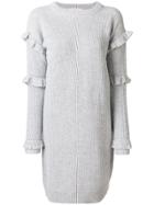 Michael Michael Kors Ribbed Frill Trim Dress - Grey