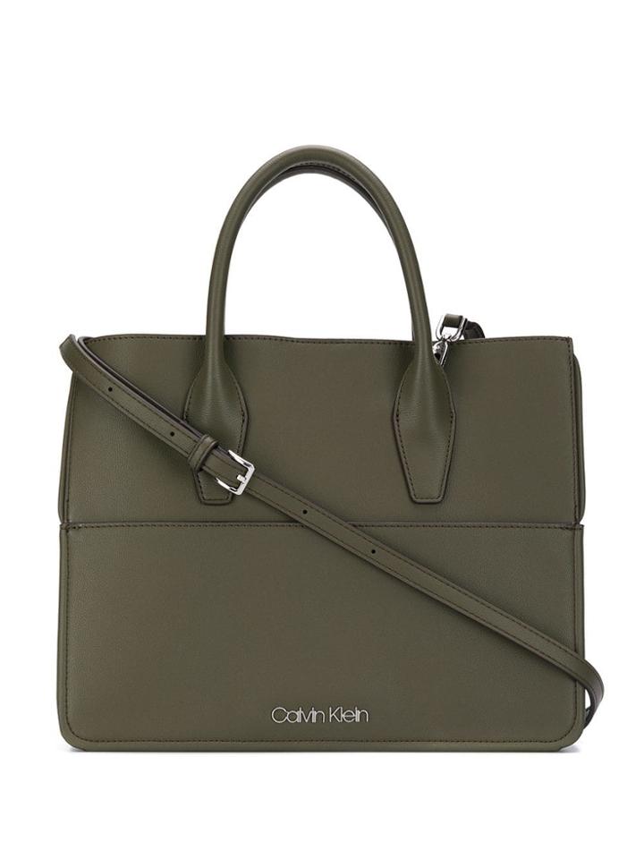 Calvin Klein Logo Plaque Tote Bag - Green