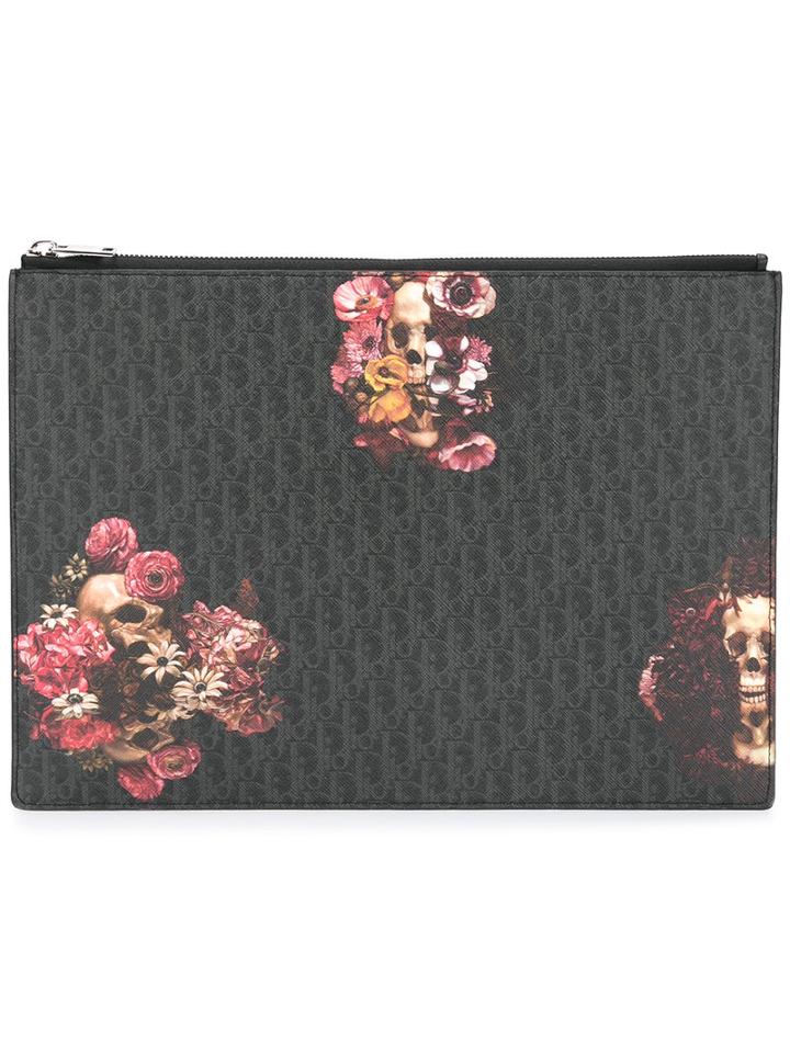 Dior Homme Floral Print Clutch, Men's, Black, Leather