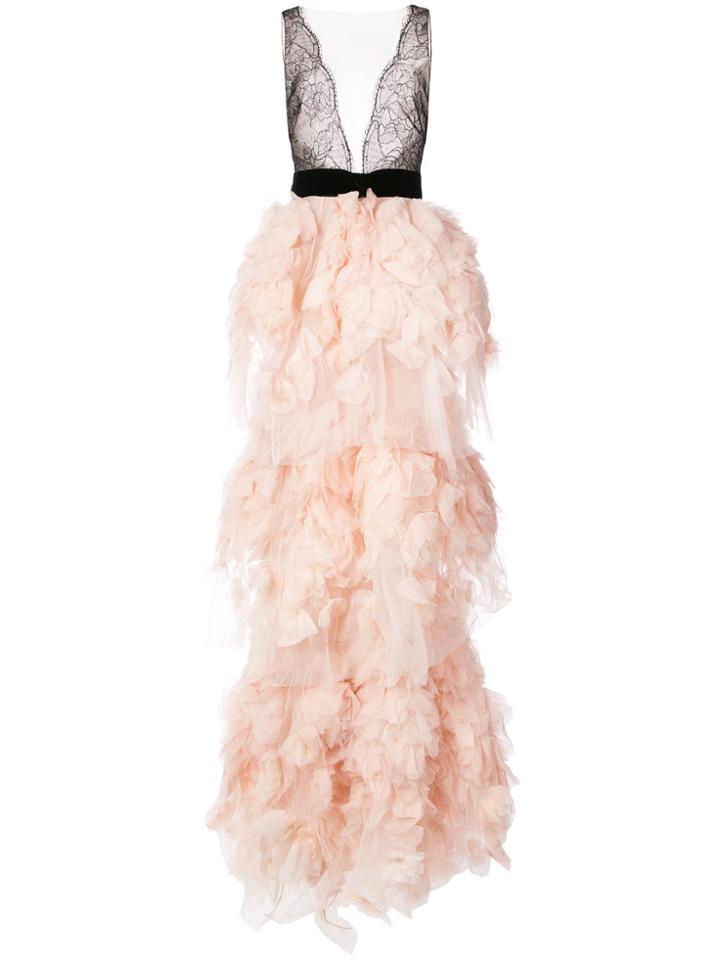 Marchesa Full Tulle Gown - Pink & Purple