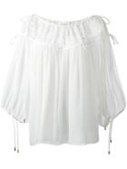 Chloé Seersucker Blouse, Women's, Size: 36, White, Silk/cotton/polyester
