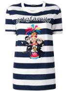 Dolce & Gabbana Designer's Patch T-shirt, Women's, Size: 46, Blue, Cotton