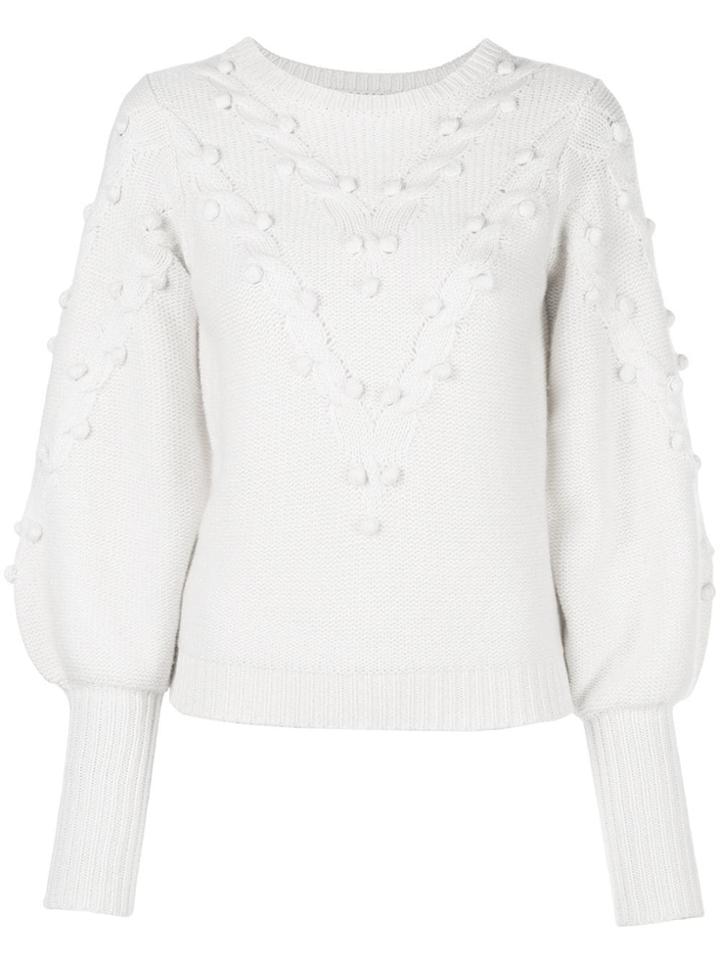 Autumn Cashmere Pompom Details Jumper - White