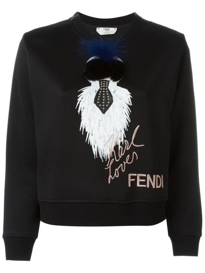 Fendi Karlito Sweatshirt, Women's, Size: 40, Black, Polyamide/polyester/spandex/elastane/lamb Skin