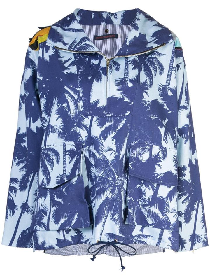 Harvey Faircloth Palm Trees Print Rain Jacket - Blue