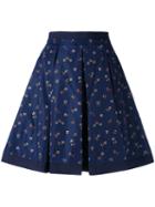 Moncler - Flower Print Skirt - Women - Cotton/polyamide - 40, Blue, Cotton/polyamide