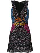 Saloni Floral Print Dress - Black