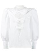 Alessandra Rich Crinkled Taffeta Bow Blouse - White